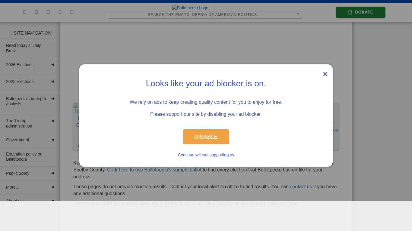 Shelby County, Kentucky, elections, 2026 - Ballotpedia
